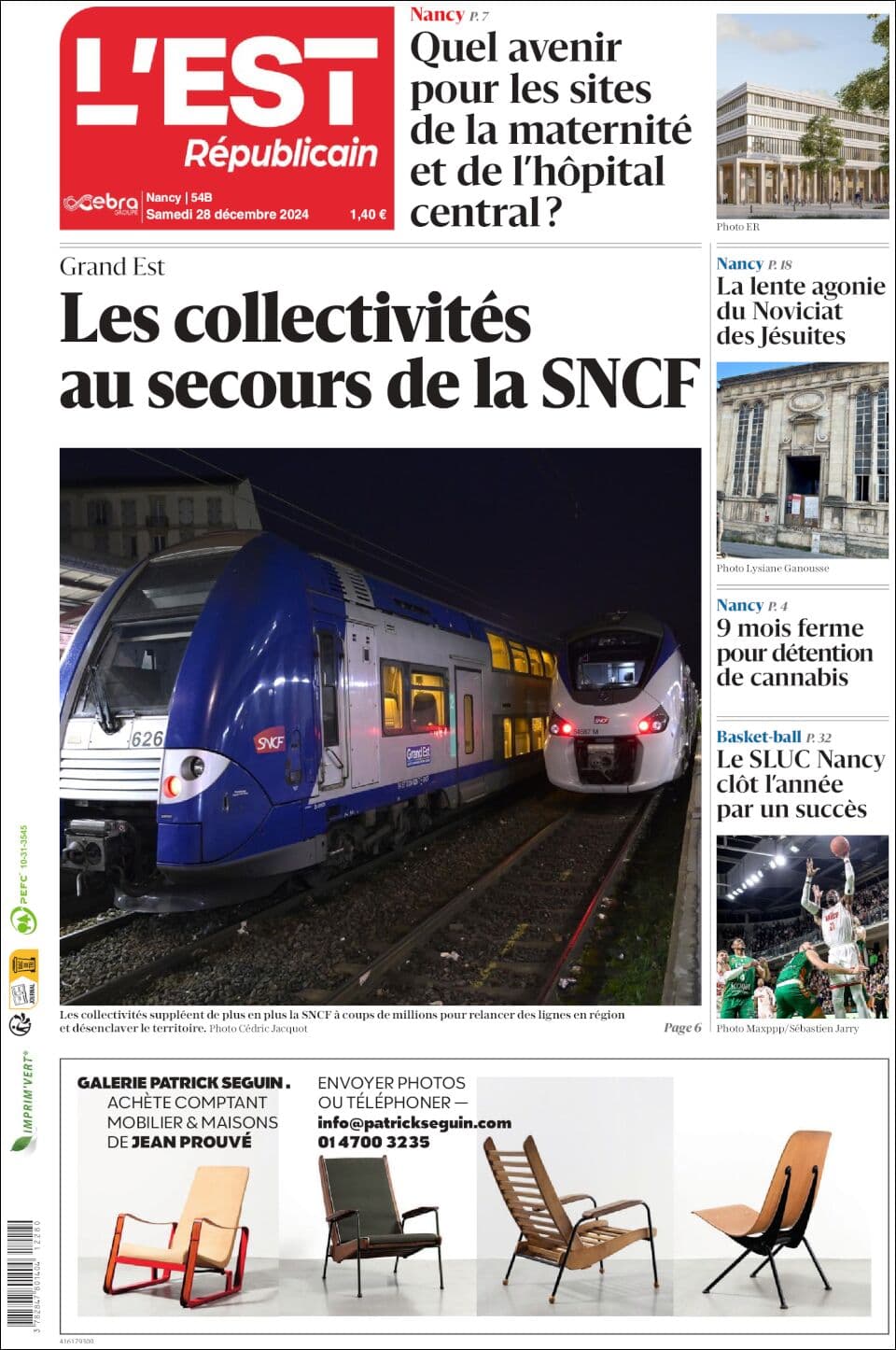L'Est Républicain front page for Sat Dec 28 2024