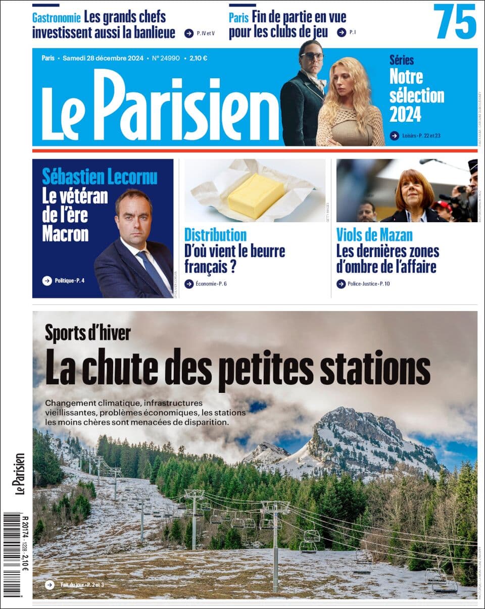 Le Parisien front page for Sat Dec 28 2024