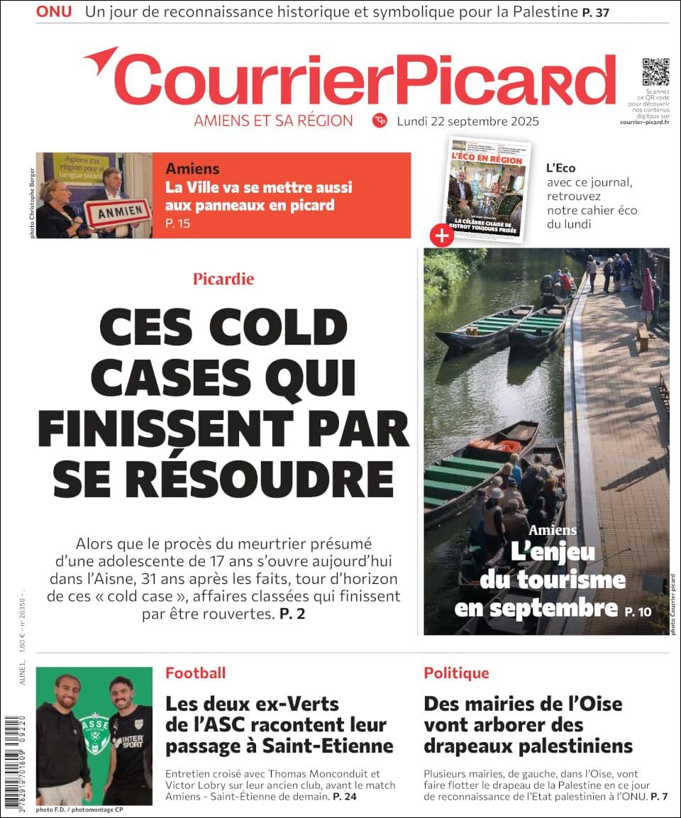 Courrier Picard front page for Mon Sep 22 2025